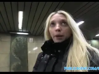 PublicAgent Pale Skinny Blonde Fucked Hard by a Big Cock