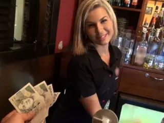 Gorgeous Blonde Bartender is Talked into having Sex at Work