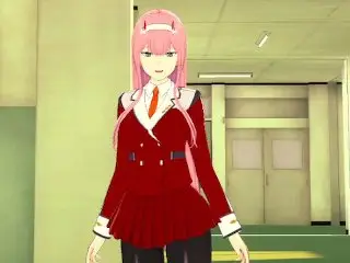 Zero two goes Crazy Fucking in the School Corridor Darling in the Franxx Hentai Uncensored