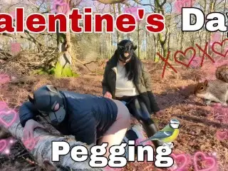 Valentine's Day Pegging in the Woods Surprise Woodland Public Femdom FLR Bondage BDSM FULL VIDEO