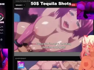 LEWD VTUBER CUMS WHILE WATCHING HENTAI WITH a BUTT PLUG AND LUSH IN HER!!! Ll FANSLY : MIZZPEACHY