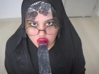 Real Arab Muslim StepMom in Niqab Hijab Masturbates Wet Pussy with BIG Dildo.