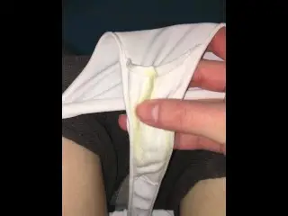 Girl Shows her Dirty Panties. Dirty Thong and Pissing