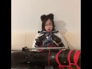 胶衣束缚震动棒伪娘~鹿岛黑猫ver