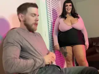 Bossy Bitch BBW keeps her Employee on his Toes and his Cock in her Mouth