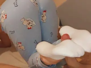 Teen Girlfriend gives White Ped Socks Sockjob and Footjob