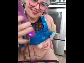 Full House Sends this Silver Hippie to Masturbate on the Kitchen Floor -- * DeathPixZStx does PORN *