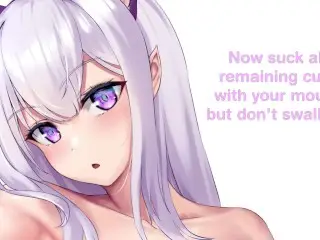 Emilia Teaches you how to Eat your own Cummies Re:Zero Hentai JOI CEI (Femdom Edging Feet Pet Play)