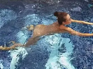 Risky NAKED SWIM at Hotel Public Pool