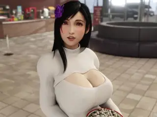 Tifa Throatfuck Throatpie in a Public Cinema