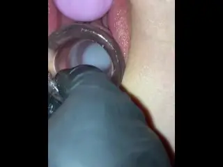 Cumming in her Gaping Pussy. Hollow Plug