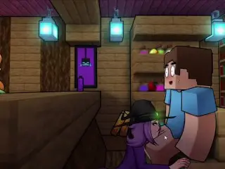 HornyCraft Step Witch is Sucking Cock while Steve Simping on Alex