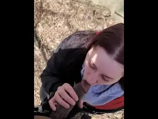 Sucking BBC outside in Park