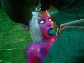 Night Elf Caught by Goblins Swallows Small Cock Wild Life