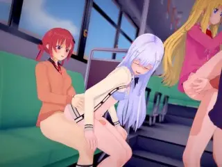 Futa Orgy - Gabriel, Satania, Raphiel and Vignette in Bus