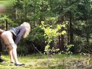 Street Bitch Fucked in the Public Wood by the Road and Piss