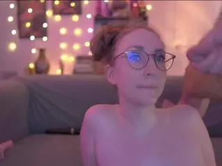 Doggstyle with Hot Big Boob Cum Hungry Woman Cumshot Facial with Glasses