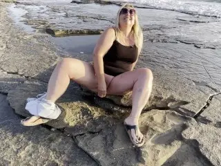 Horny Wife Masturbation - Public Beach - Real Squirting Orgasms