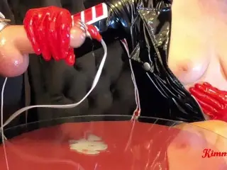 Cruel Femdom ESTIM Cock Torture Handjob Cums Tru Penis Plug