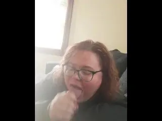 Nerdy MILF Gags trying to Deep Throat Big Cock