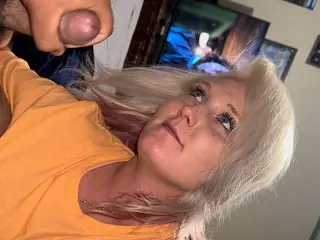 Girl with Freckles gives Amazing Blowjobs till Cum and Swallows