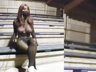 Sexy Crossdresser Encountered a Strange Man at the Track Field