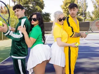 Tennis Game with Slut Stepmoms Leads to Foursome Fuckfest Orgy - Kenzie Taylor & Mona Azar - MomSwap