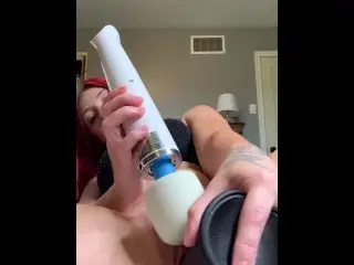 Small Ass White Girl uses Vibrator and Dildo