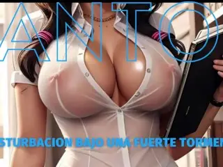 MUJER SEXY CON GRANDES TETAS ME MASTURBA BAJO FUERTE TORMENTA ELECTRICA💦