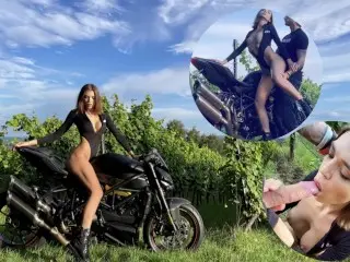 Real Public Sex on Motorcycle get Fucked HARD Porn Star after Extreme Ride on Ducati - Julia Graff