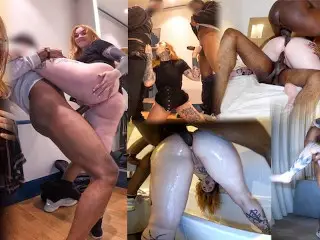 Big Ass British Student Gets Anal Fucked in Fitting Room by 2 Strangers