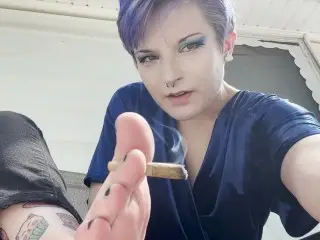 Femdom Bully makes you her Foot Boy Ashtray