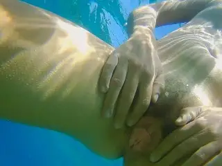 Underwater PEE and NAKED Swim at Nudist Beach