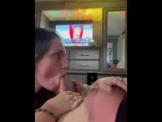 Hotwife Sucks off Side Dude in back Room