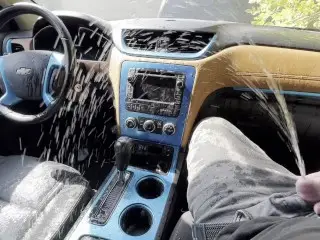 Horny Car Pee and Cum