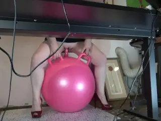 Working from Home Posting my Onlyfans Content as I Ride the Bouncy Ball Dildo as I was Told!