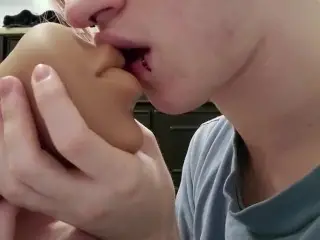 Steamy Teen Makeout Session with Sex Doll