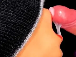 The best Milky Super Sensual Blowjob for your Cock! with Cum in Mouth. Foreground