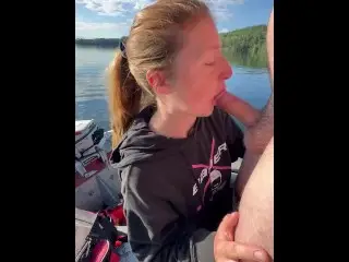 Redhead Lesbian on Boat Deep Throat’s like a Champ