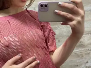 Sexy try on Haul Braless see through Transparent