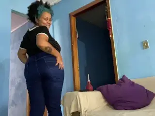 Naughty BBW Ebony Farting on Jeans non Stop