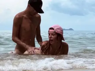 Wild Angel Gets Fuck in the Sea Waves on the Public Nude Beach - that's was HOT! - MyNaughtyVixen