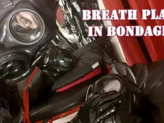 Breath Play in Rubber Bondage - Lady Bellatrix doing Weird things in Gasmasks