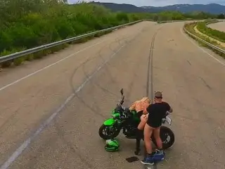 FPV Drone Pilot Record and Fuck a Onlyfans Pornstar on a Motorbike