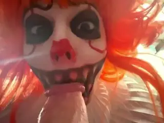 Cosplay Halloween Pennywise Clown Deepthroat Blowjob POV