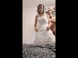 Wedding Night. Bride Dress, Blowjob, Anal Reverse Cowgirl, Period Tampon, Anal Creampie