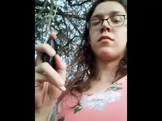 Trans Girl Remote Control Thrusting Vibrator in Public