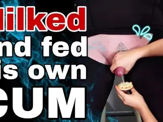 Frosting his Cake! Milked Ruined Orgasm & Fed own Cum Cumshot Femdom Bondage Ballbusting CBT Real