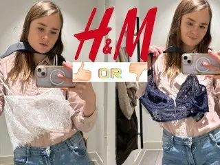 H&M try on Haul new Outfits Underwear in Dressing Room