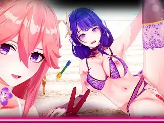 Genshin 💦 Yae Miko & Raiden Ei Experiences PORN! | Anime MILF Hentai R34 SEX JOI MOMMY